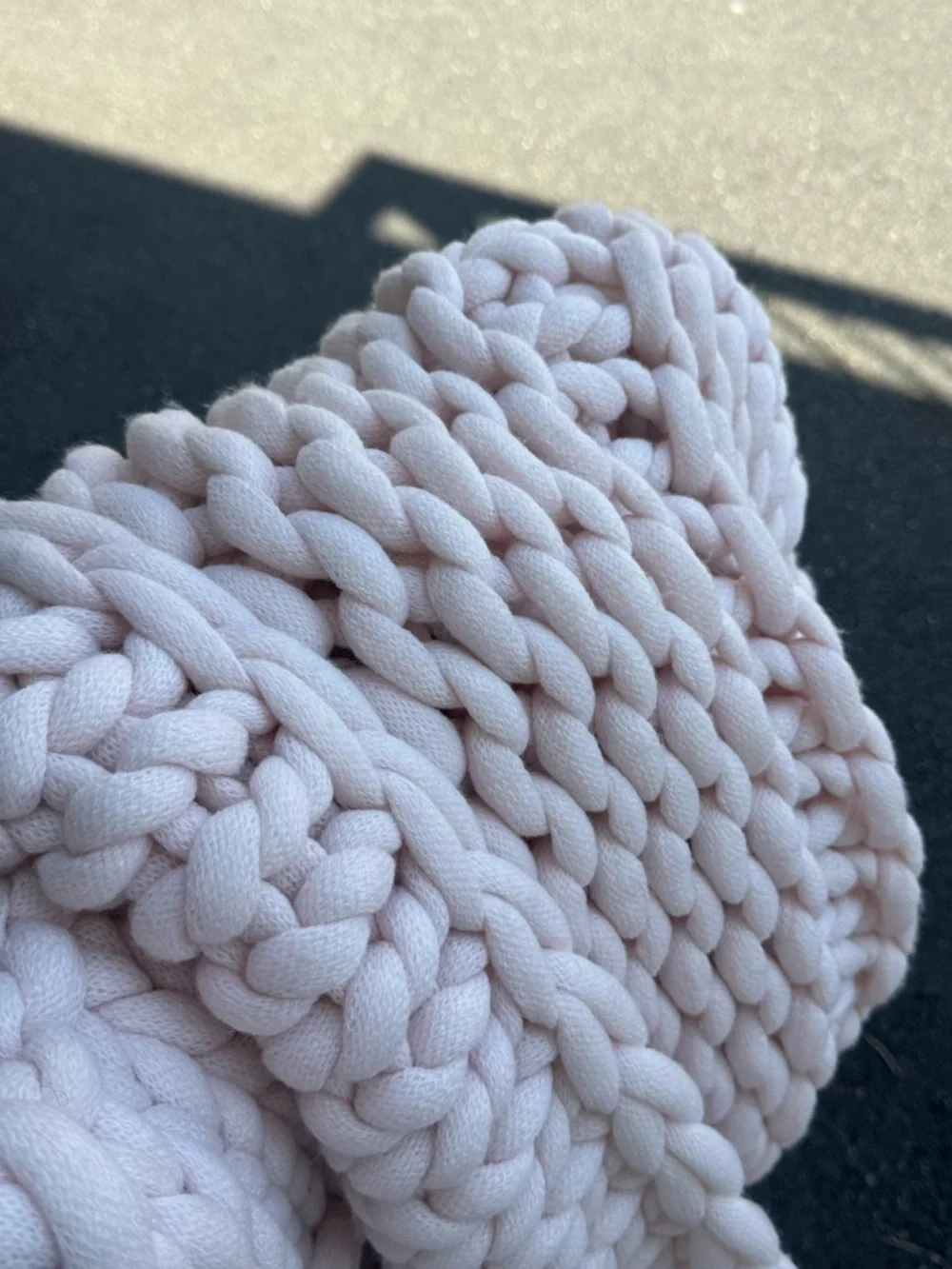 🎀 BRAND NEW Pottery Barn Teen Chunky Knit Throw Blanket - powdered blush